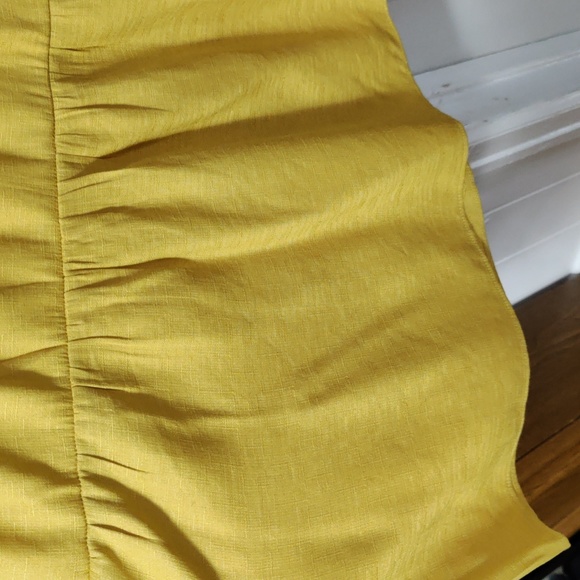 Shein wide leg pants size large true to size mustard yellow full length A1 - Picture 11 of 14